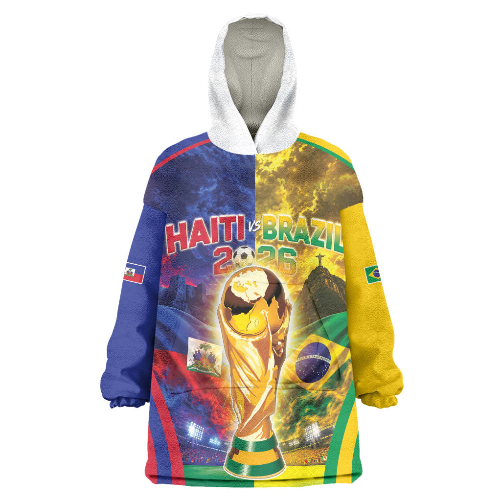 Custom Brazil Haiti 2026 World Football Wearable Blanket Hoodie Go For Glory