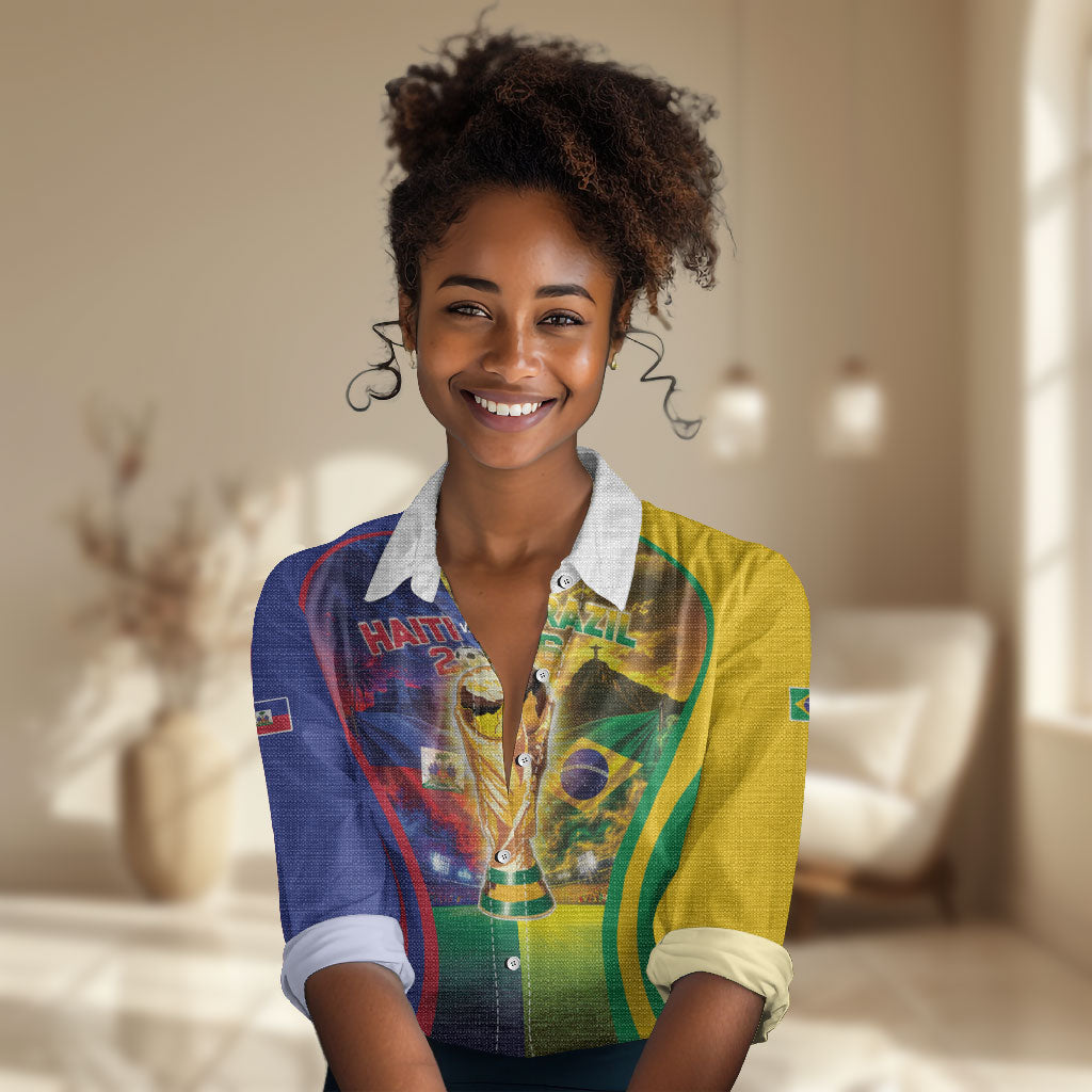Custom Brazil Haiti 2026 World Football Women Casual Shirt Go For Glory