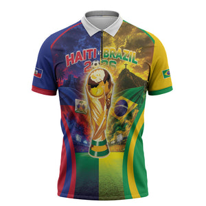 Custom Brazil Haiti 2026 World Football Zipper Polo Shirt Go For Glory
