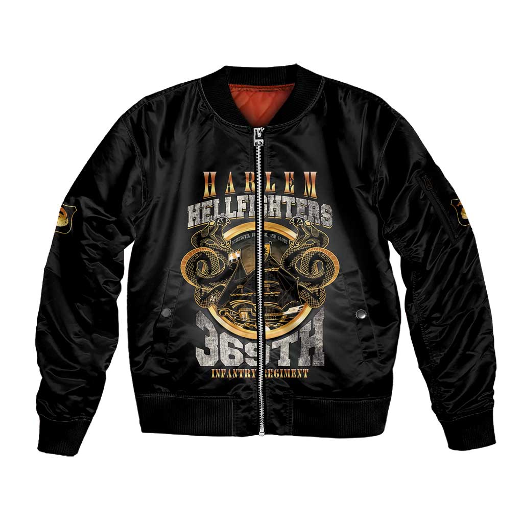 Never Forget Harlem Hellfighters Sleeve Zip Bomber Jacket Strength Courage And Glory
