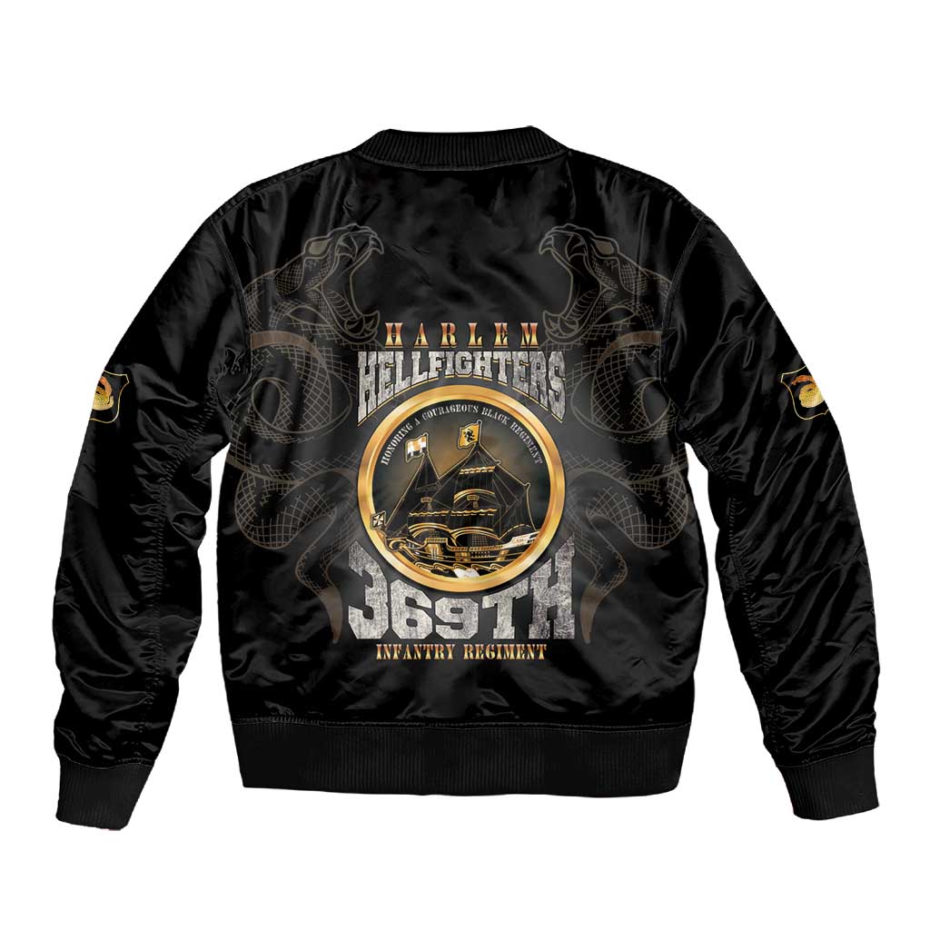 Never Forget Harlem Hellfighters Sleeve Zip Bomber Jacket Strength Courage And Glory