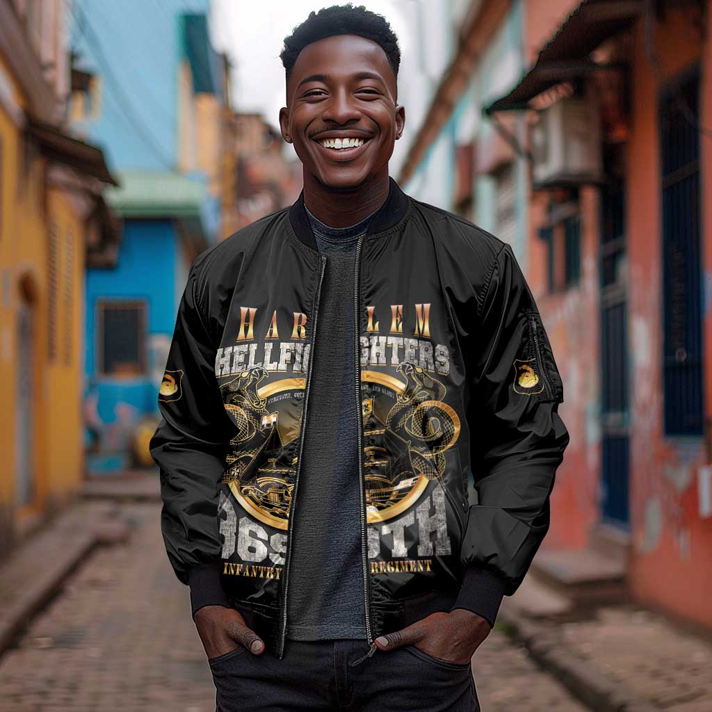 Never Forget Harlem Hellfighters Sleeve Zip Bomber Jacket Strength Courage And Glory