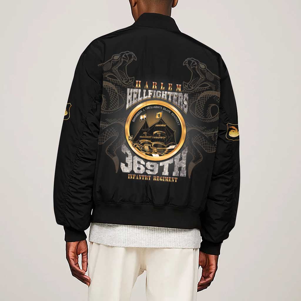 Never Forget Harlem Hellfighters Sleeve Zip Bomber Jacket Strength Courage And Glory