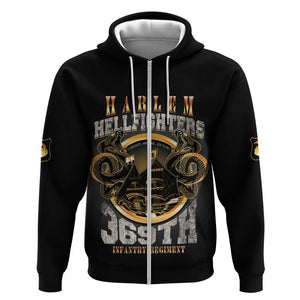 Never Forget Harlem Hellfighters Zip Hoodie Strength Courage And Glory