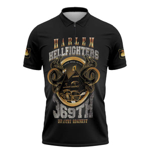 Never Forget Harlem Hellfighters Zipper Polo Shirt Strength Courage And Glory