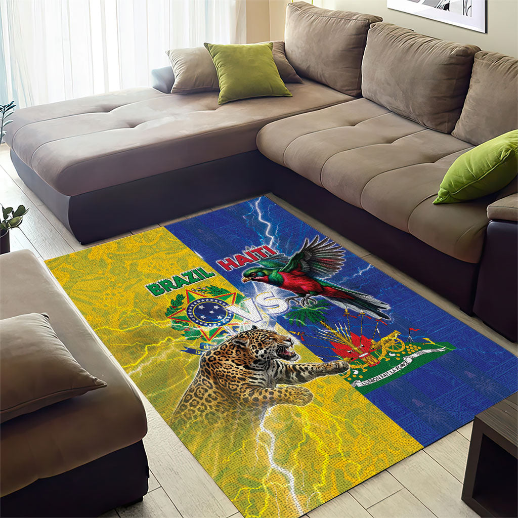 Brazil And Haiti Football Area Rug Jaguar With Kanson Wouj Special Style