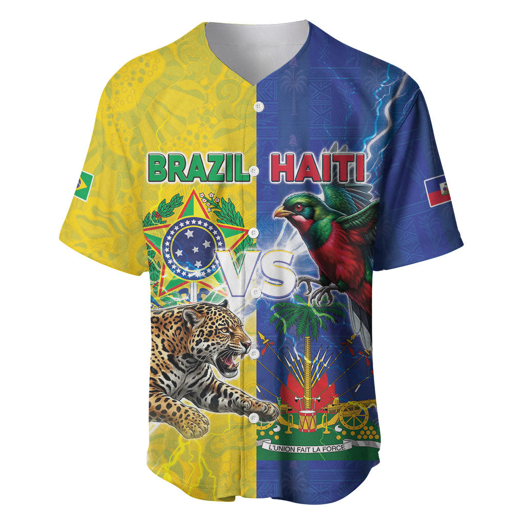 Custom Brazil And Haiti Football Baseball Jersey Jaguar With Kanson Wouj Special Style