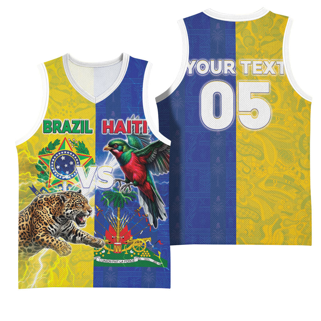 Custom Brazil And Haiti Football Basketball Jersey Jaguar With Kanson Wouj Special Style