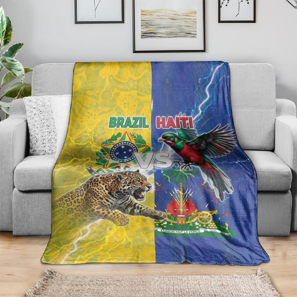 Brazil And Haiti Football Blanket Jaguar With Kanson Wouj Special Style