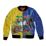 Custom Brazil And Haiti Football Bomber Jacket Jaguar With Kanson Wouj Special Style