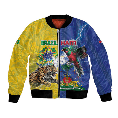 Custom Brazil And Haiti Football Bomber Jacket Jaguar With Kanson Wouj Special Style