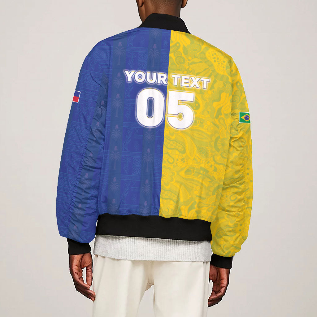 Custom Brazil And Haiti Football Bomber Jacket Jaguar With Kanson Wouj Special Style