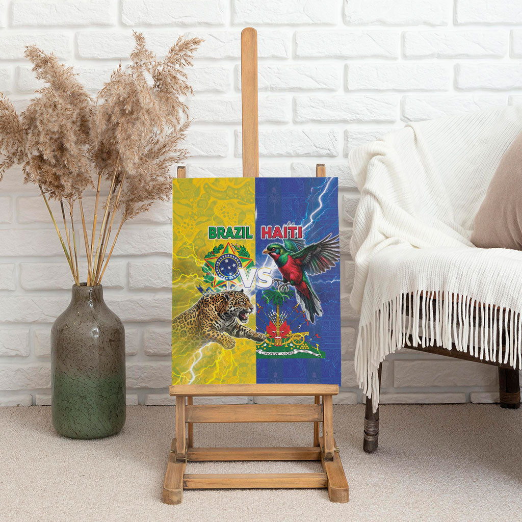 Brazil And Haiti Football Canvas Wall Art Jaguar With Kanson Wouj Special Style