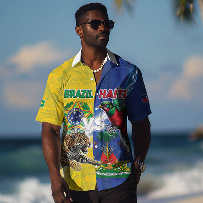 Custom Brazil And Haiti Football Hawaiian Shirt Jaguar With Kanson Wouj Special Style