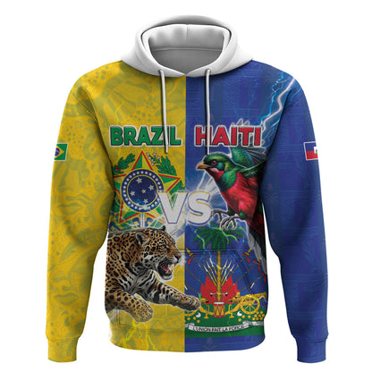Custom Brazil And Haiti Football Hoodie Jaguar With Kanson Wouj Special Style