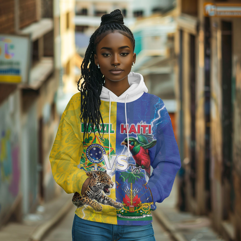 Custom Brazil And Haiti Football Hoodie Jaguar With Kanson Wouj Special Style