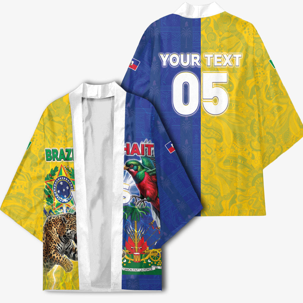 Custom Brazil And Haiti Football Kimono Jaguar With Kanson Wouj Special Style