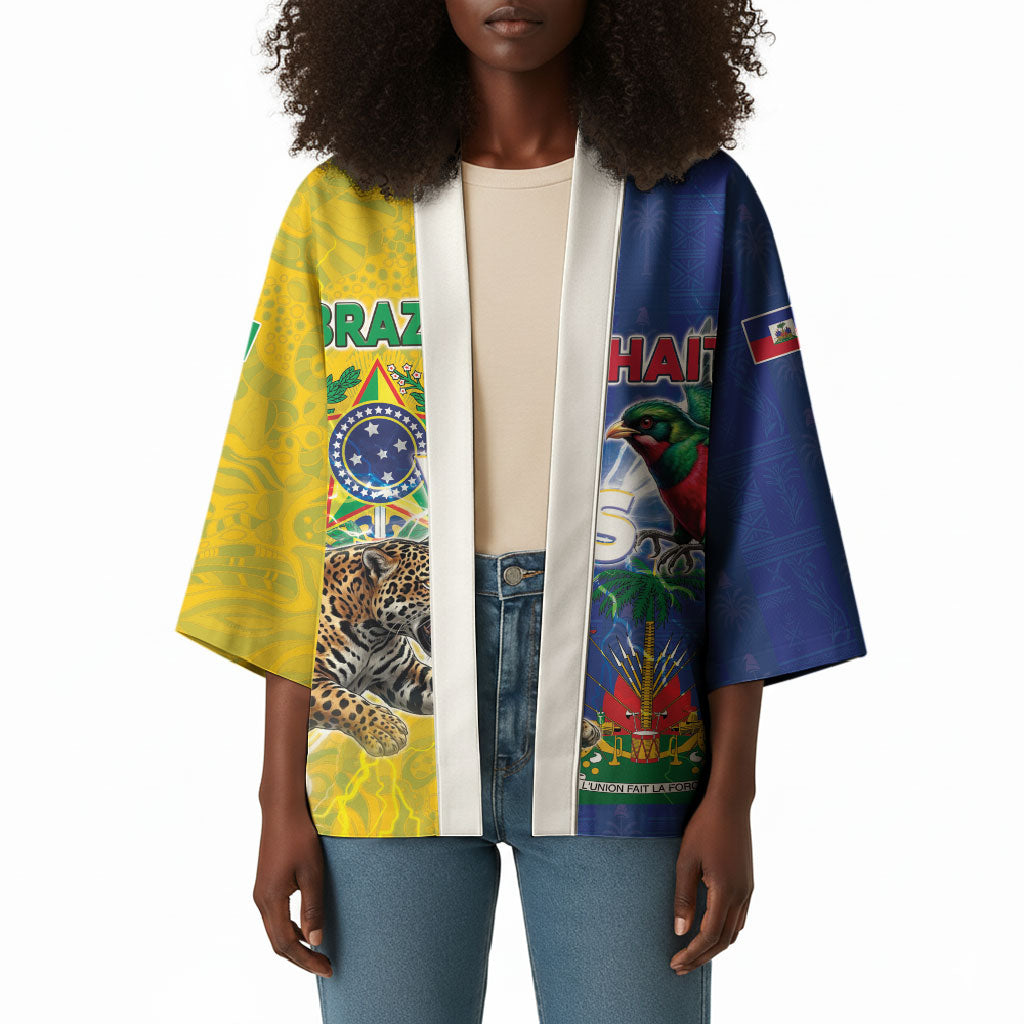 Custom Brazil And Haiti Football Kimono Jaguar With Kanson Wouj Special Style