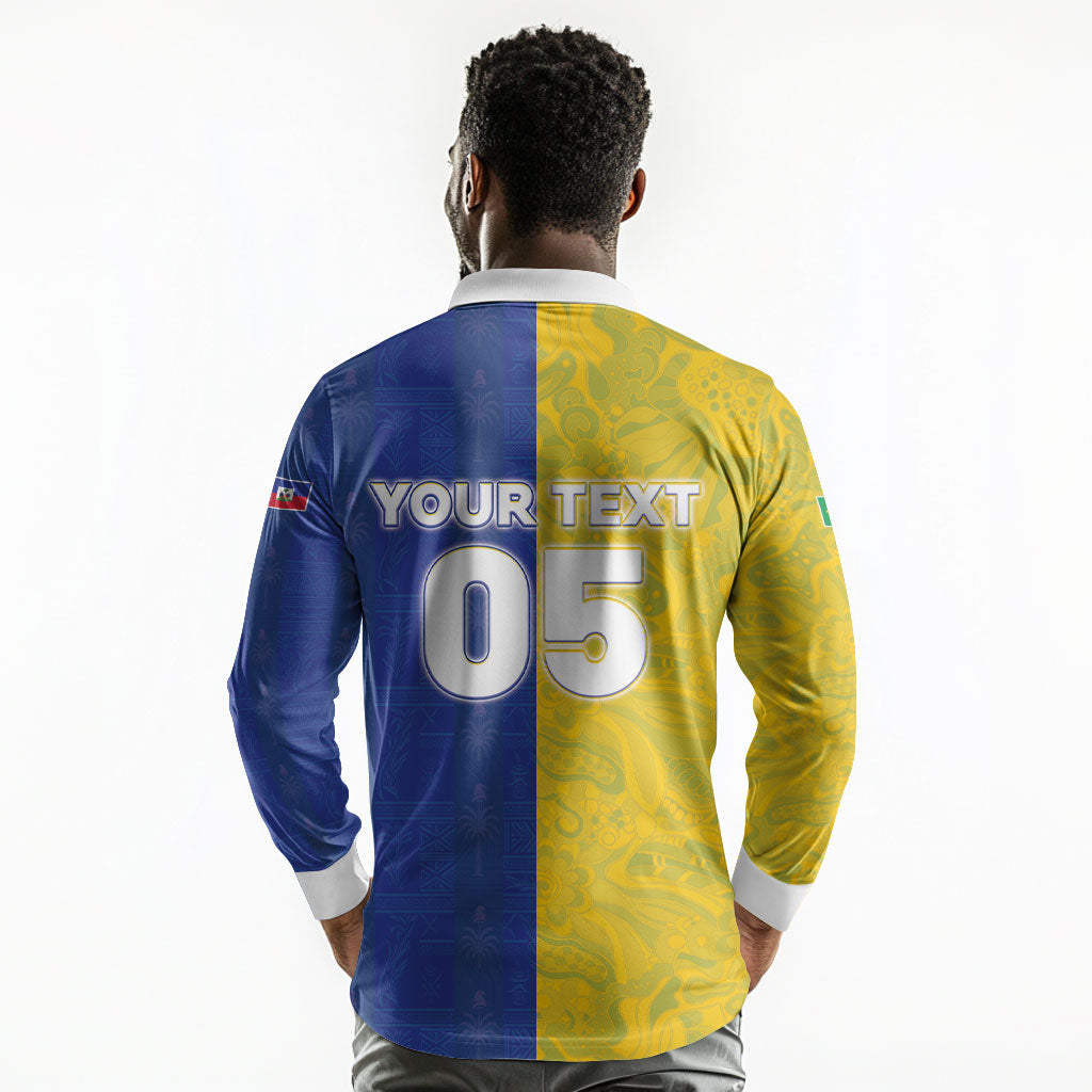 Custom Brazil And Haiti Football Long Sleeve Polo Shirt Jaguar With Kanson Wouj Special Style