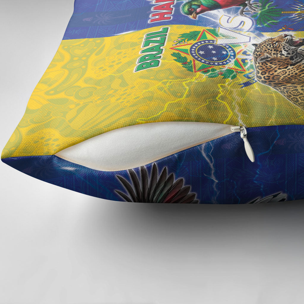 Brazil And Haiti Football Pillow Cover Jaguar With Kanson Wouj Special Style