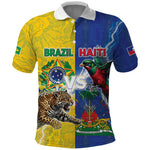 Custom Brazil And Haiti Football Polo Shirt Jaguar With Kanson Wouj Special Style