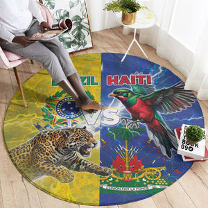Brazil And Haiti Football Round Carpet Jaguar With Kanson Wouj Special Style