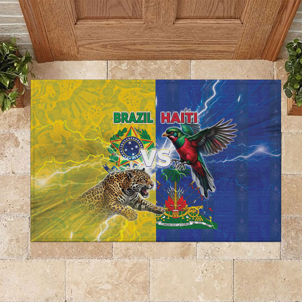 Brazil And Haiti Football Rubber Doormat Jaguar With Kanson Wouj Special Style