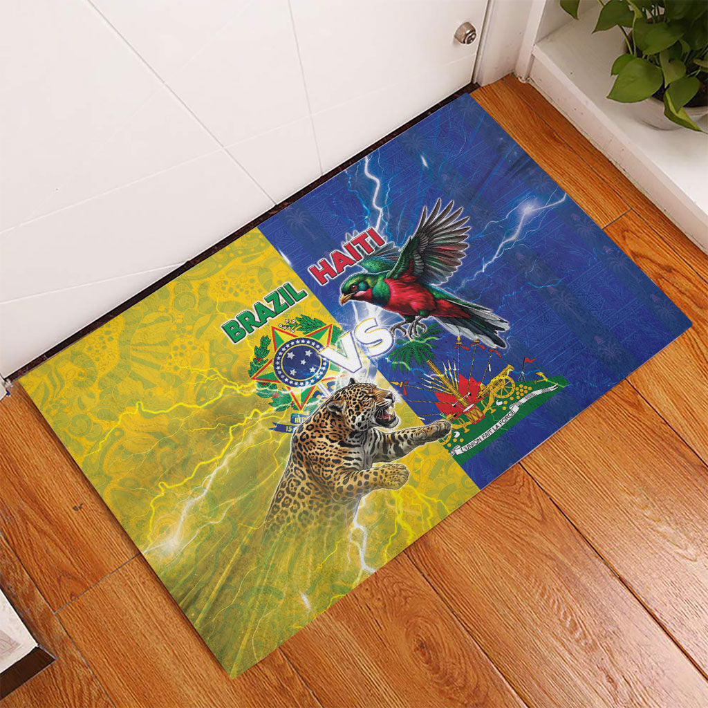 Brazil And Haiti Football Rubber Doormat Jaguar With Kanson Wouj Special Style