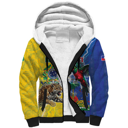 Custom Brazil And Haiti Football Sherpa Hoodie Jaguar With Kanson Wouj Special Style