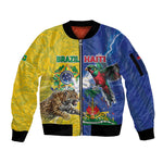 Custom Brazil And Haiti Football Sleeve Zip Bomber Jacket Jaguar With Kanson Wouj Special Style