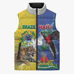 Custom Brazil And Haiti Football Sleeveless Puffer Jacket Jaguar With Kanson Wouj Special Style