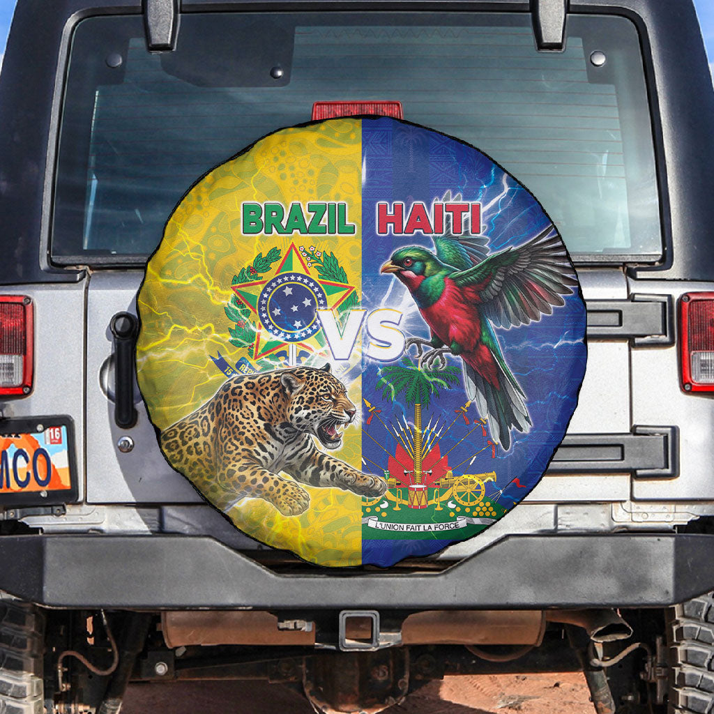 Brazil And Haiti Football Spare Tire Cover Jaguar With Kanson Wouj Special Style
