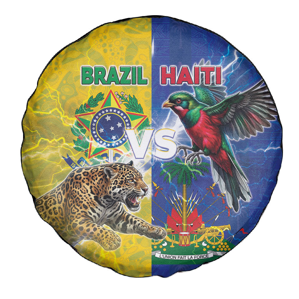 Brazil And Haiti Football Spare Tire Cover Jaguar With Kanson Wouj Special Style