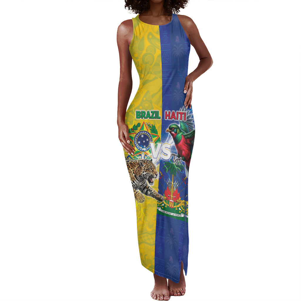 Custom Brazil And Haiti Football Tank Maxi Dress Jaguar With Kanson Wouj Special Style
