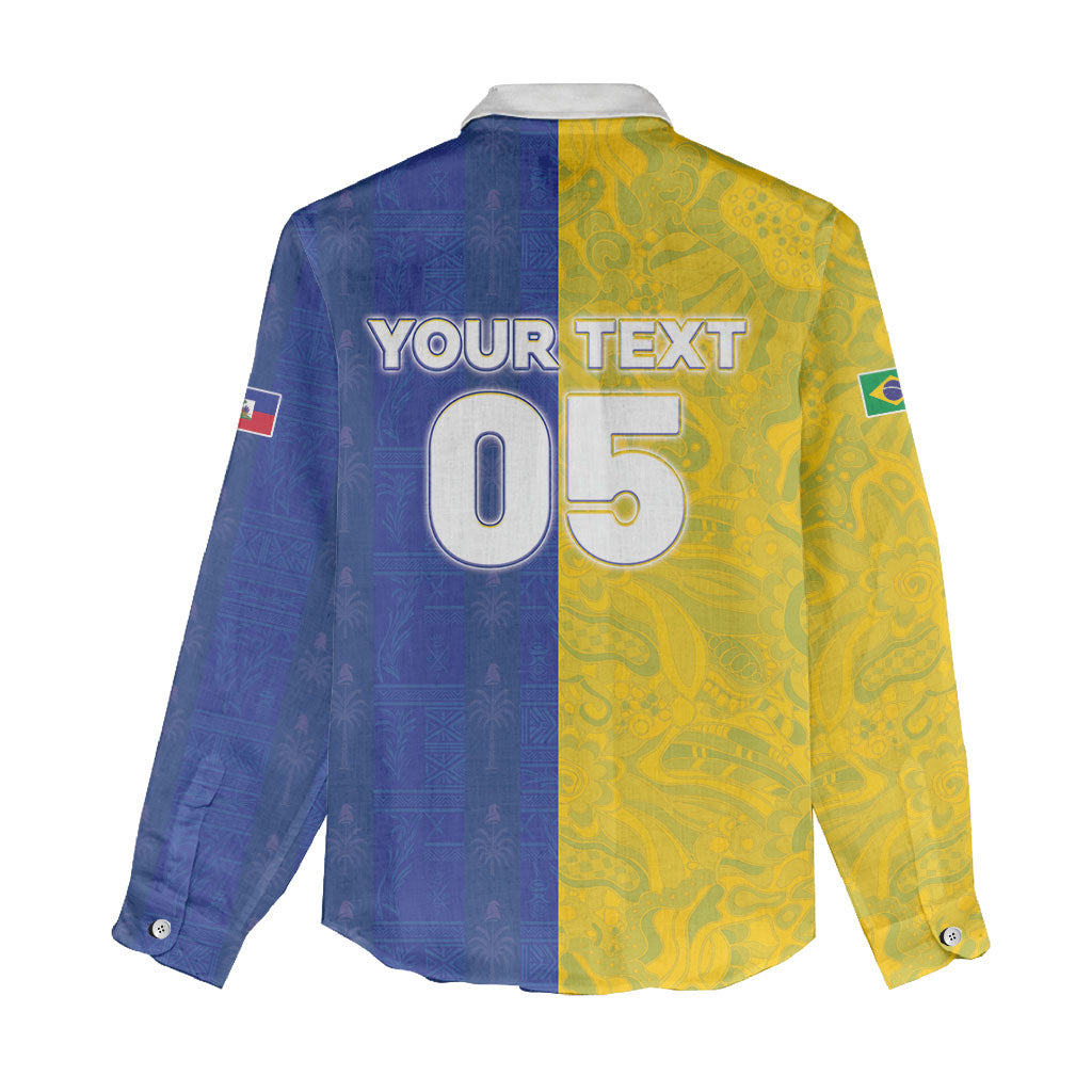 Custom Brazil And Haiti Football Women Casual Shirt Jaguar With Kanson Wouj Special Style