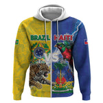 Custom Brazil And Haiti Football Zip Hoodie Jaguar With Kanson Wouj Special Style