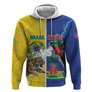 Custom Brazil And Haiti Football Zip Hoodie Jaguar With Kanson Wouj Special Style