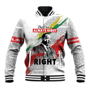 Martin Luther King Baseball Jacket Honoring The Legacy White Version