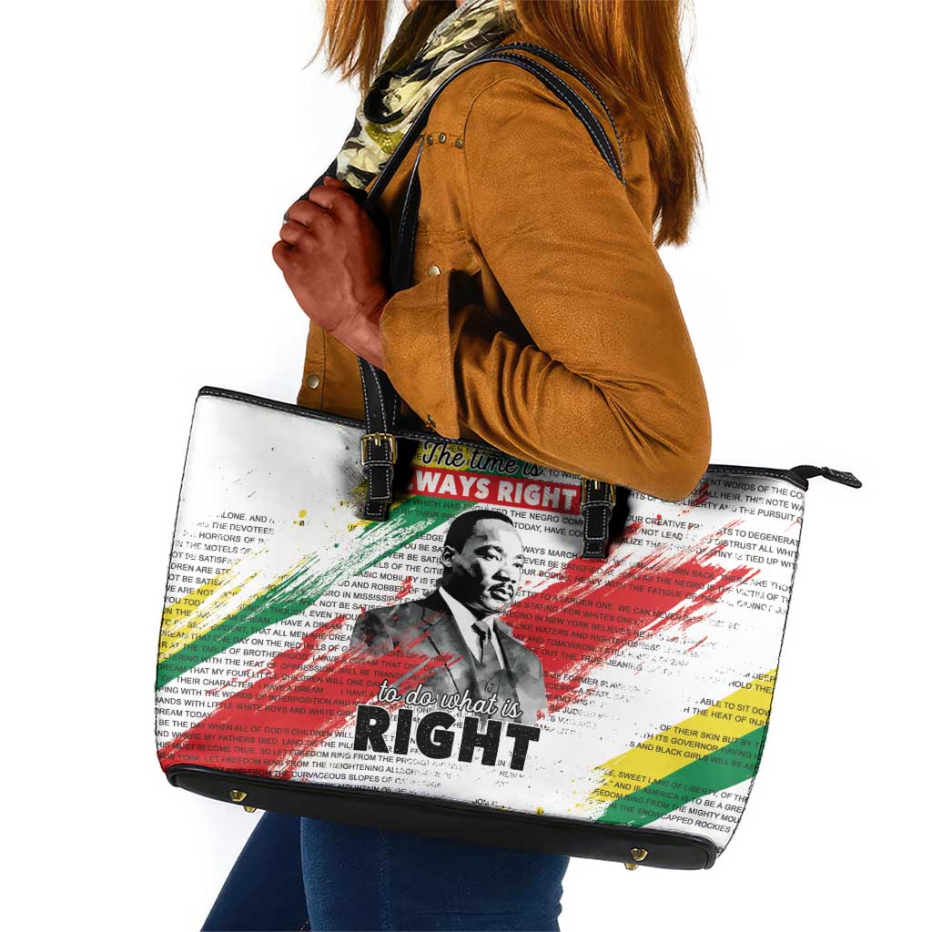 Martin Luther King Leather Tote Bag Honoring The Legacy White Version