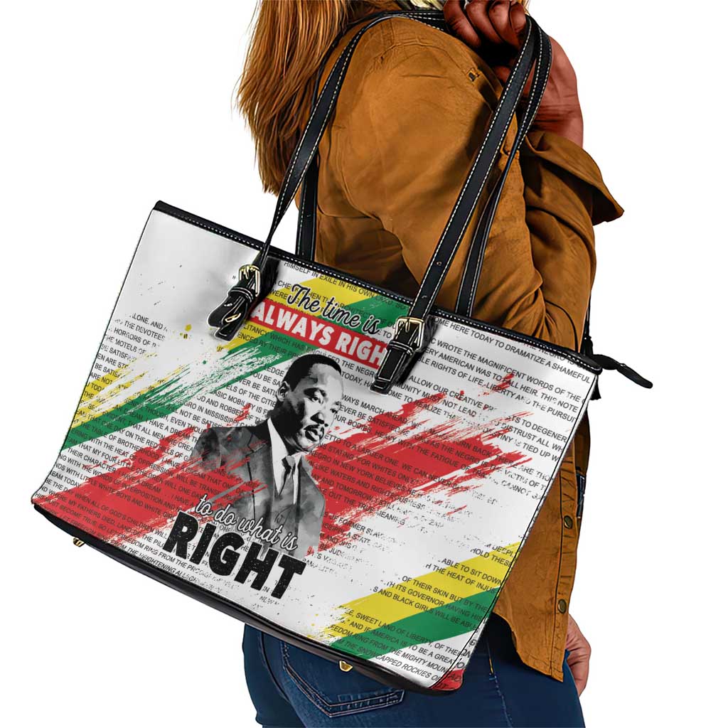 Martin Luther King Leather Tote Bag Honoring The Legacy White Version