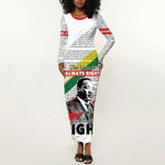 Martin Luther King Long Sleeve Bodycon Dress Honoring The Legacy White Version LT05