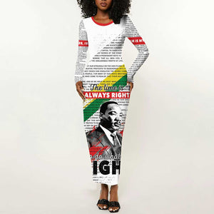 Martin Luther King Long Sleeve Bodycon Dress Honoring The Legacy White Version LT05