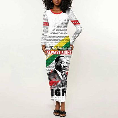 Martin Luther King Long Sleeve Bodycon Dress Honoring The Legacy White Version LT05