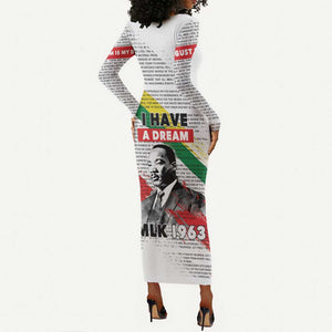 Martin Luther King Long Sleeve Bodycon Dress Honoring The Legacy White Version LT05