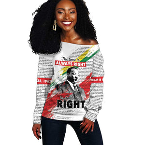 Martin Luther King Off Shoulder Sweater Honoring The Legacy White Version