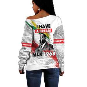 Martin Luther King Off Shoulder Sweater Honoring The Legacy White Version