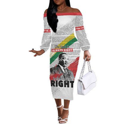 Martin Luther King Off The Shoulder Long Sleeve Dress Honoring The Legacy White Version