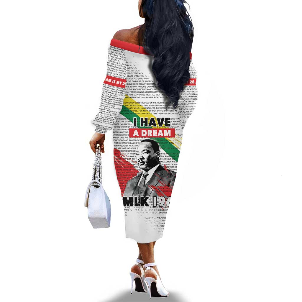 Martin Luther King Off The Shoulder Long Sleeve Dress Honoring The Legacy White Version