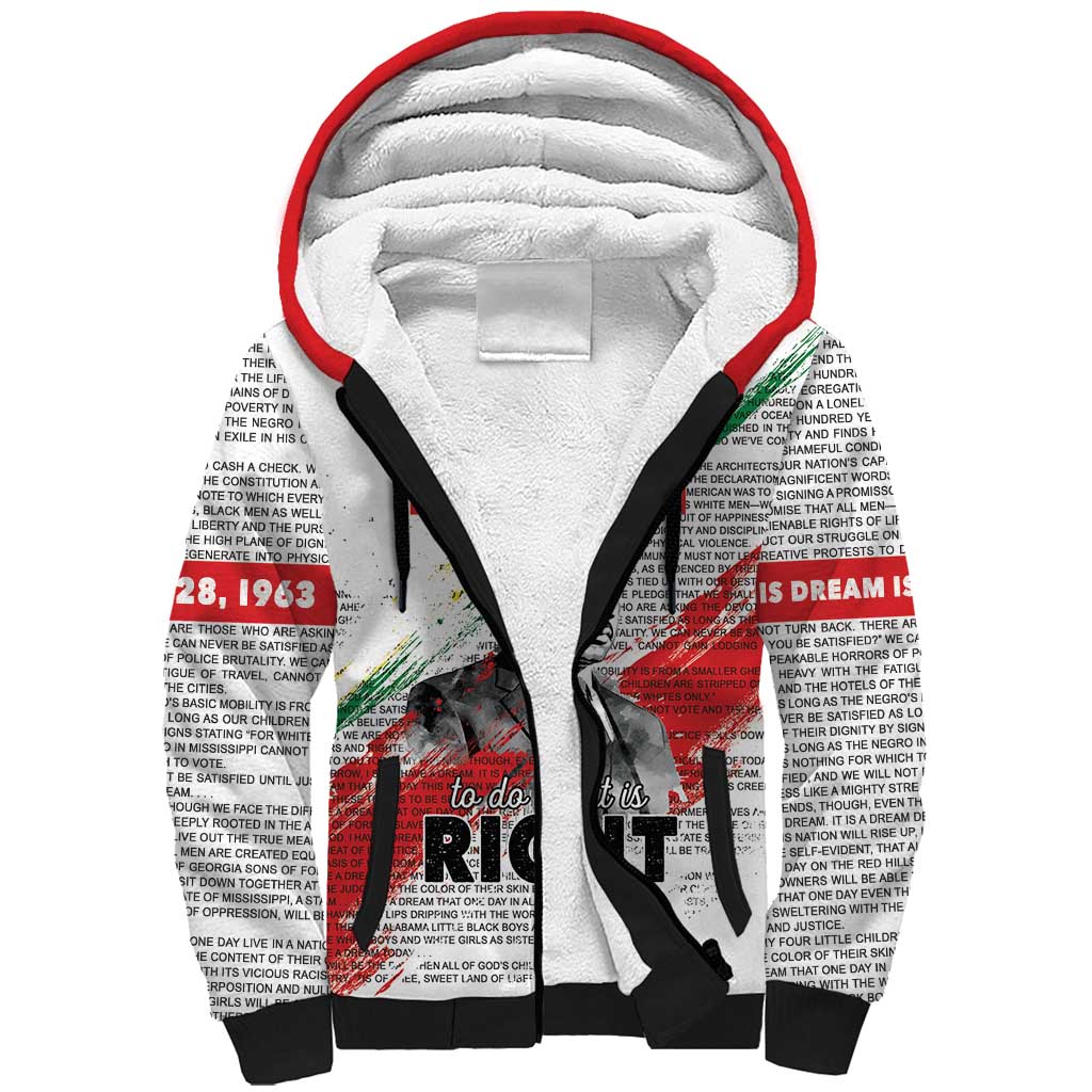 Martin Luther King Sherpa Hoodie Honoring The Legacy White Version