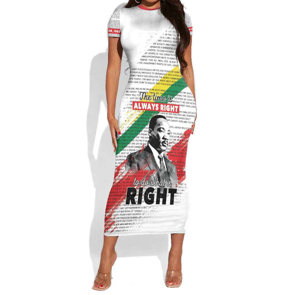 Martin Luther King Short Sleeve Bodycon Dress Honoring The Legacy White Version LT05